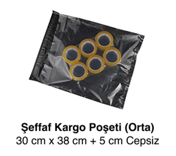Cepsiz Şeffaf Kargo Poşeti 30x38+5 |1000 Adet| Orta Boy